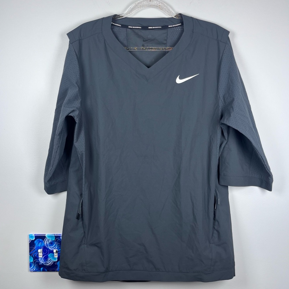 NIKE 3/4 PULLOVER BATTING BASEBALL JACKET GREY Top Softball MEN'S Medium
